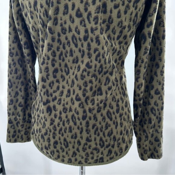 Old Navy Active Leopard Print Full Zip Jacket Green Black Medium - Picture 7 of 8